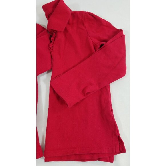 The Childrens Place Red Long Sleeve Polo Shirts 4T Set Of 2 Cotton Blend - Picture 4 of 5